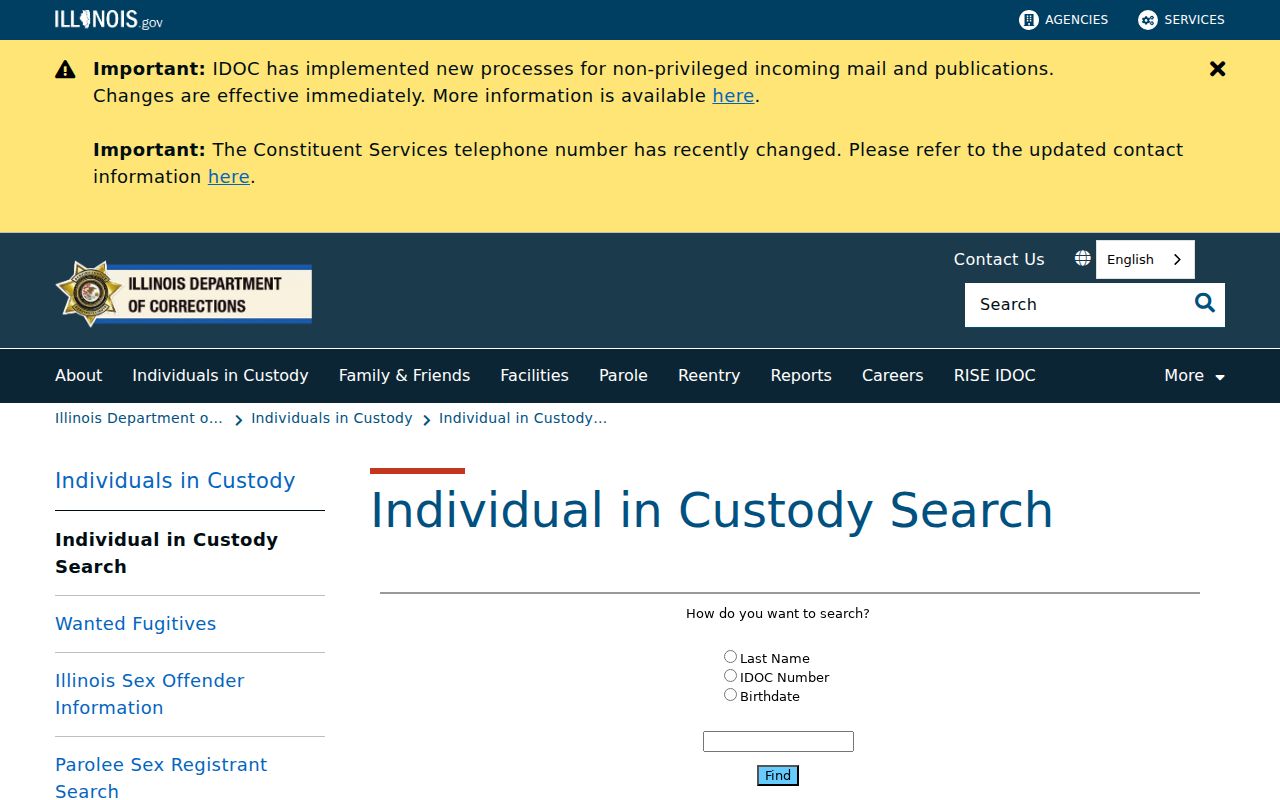 White County arrest history search through IDOC state custody