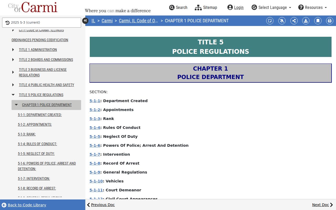 Carmi ordinance governing police arrest records