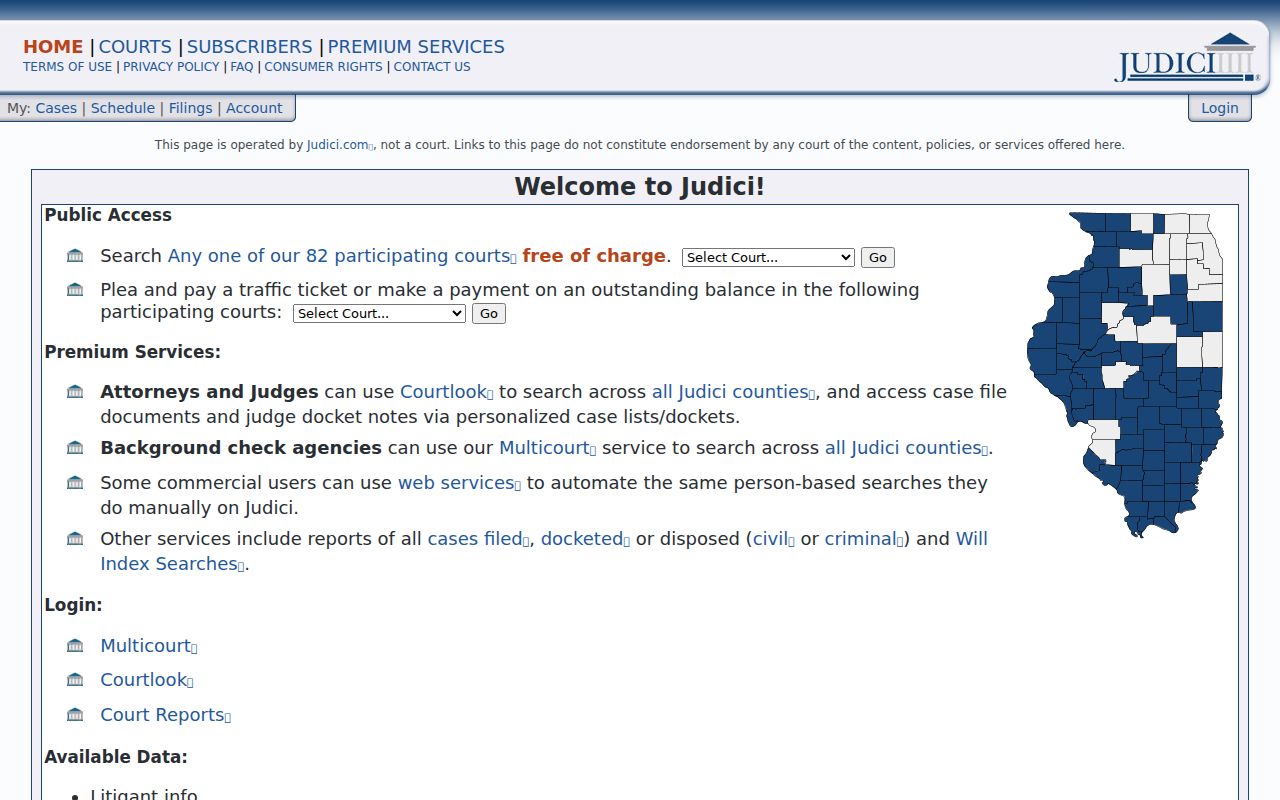 White County criminal court records portal on Judici