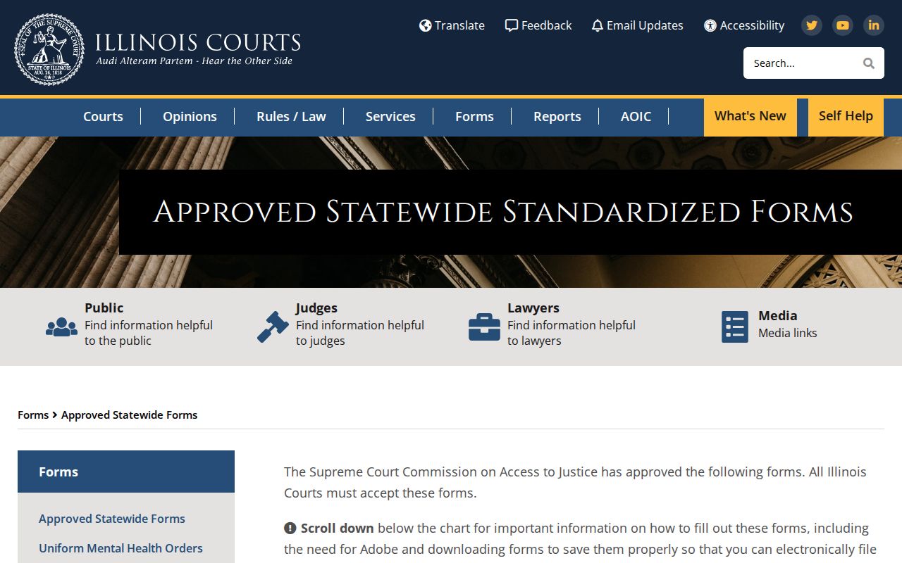 Illinois approved court forms for Grayville-related cases