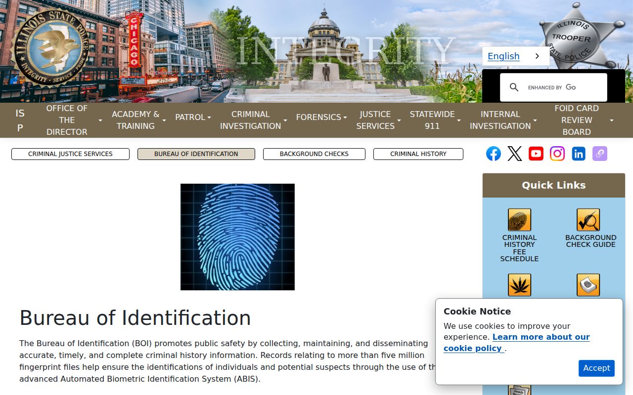 Illinois State Police White County criminal history repository information